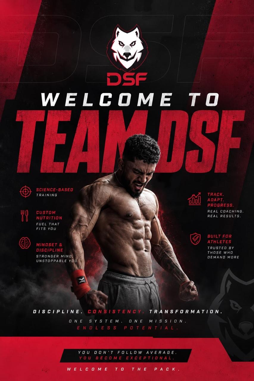 Welcome to Team DSF poster - Dion Samuel, founder and lifestyle coach