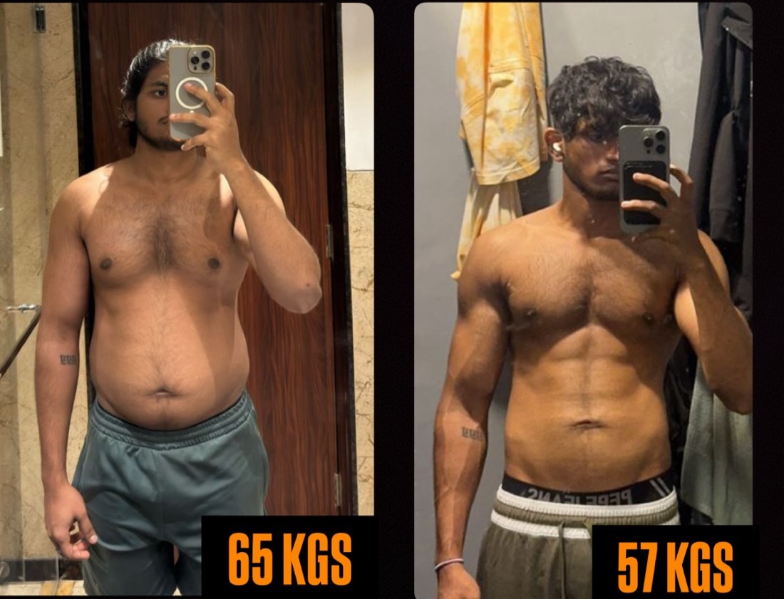65 kg to 57 kg - Team DSF DSF client weight loss transformation from 65 kg to 57 kg, before and after