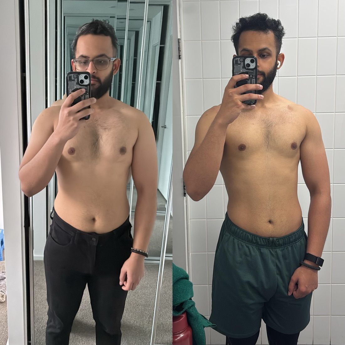 Fat Loss Transformation - Team DSF DSF online client fat loss transformation - front before and after comparison