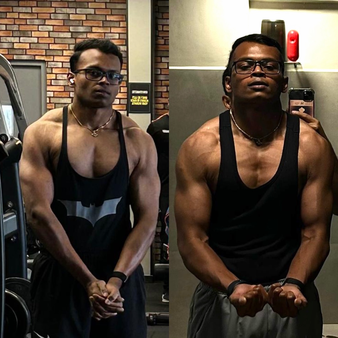 Lean Muscle Gain - Team DSF DSF client muscle building transformation in the gym - before and after